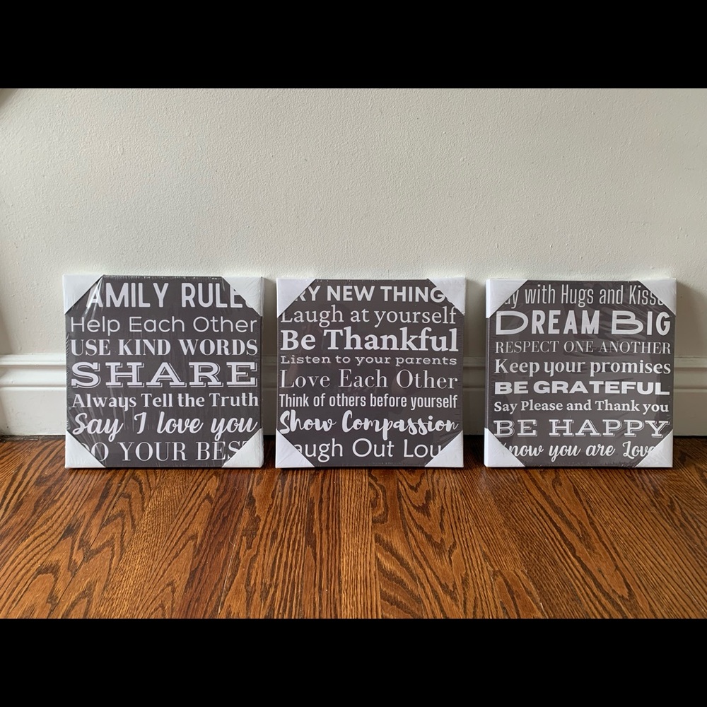 3 canvas prints each 11.5x11.5. Still in original packaging